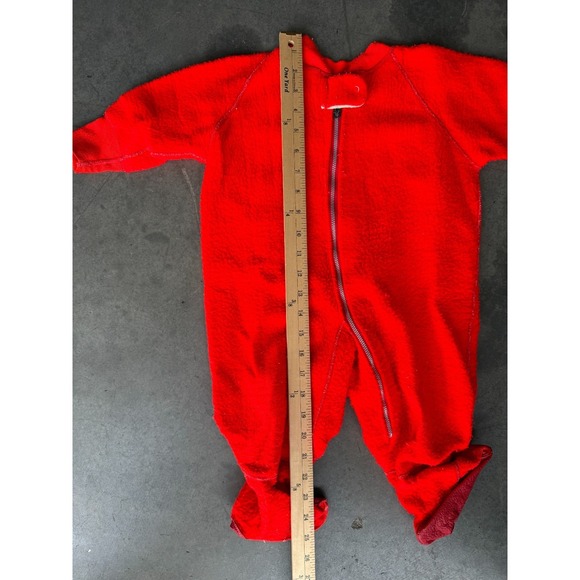 VTG Nitey Nite Sleeper Blanket Red Small Footed Full Zip Acrylic Cotton - Picture 5 of 5